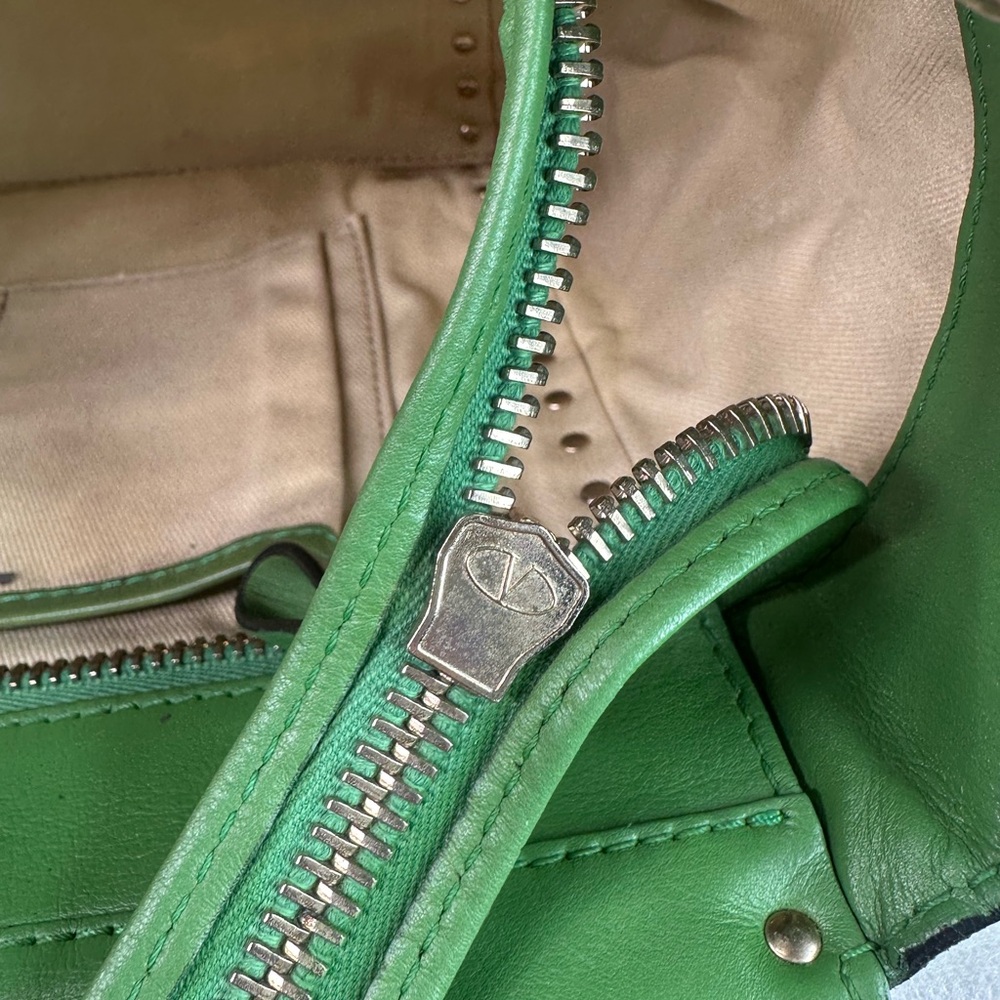 Valentino Green Studded Leather Tote Handbag - Picture 9 of 9